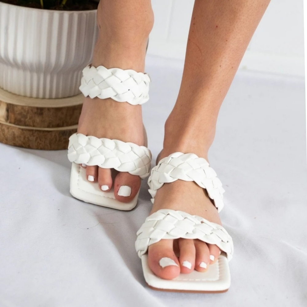 Crossing Paths" Double Braided Slide-On Sandals - - Picture 1 of 5